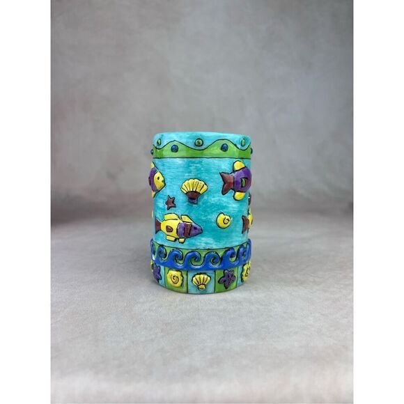 Vintage Sue Zipkin Zippy Fish Bathroom Toothbrush Holder Beach Fish Theme - Picture 2 of 6